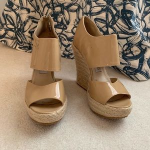 Jimmy Choo Patriot Patent Leather Wedges EUC